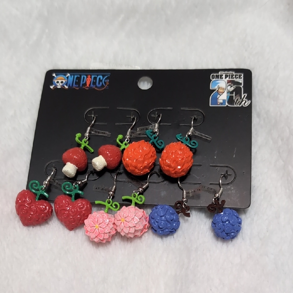 Onepiece Red and Pink Devil Fruit Jewelry Earrings
